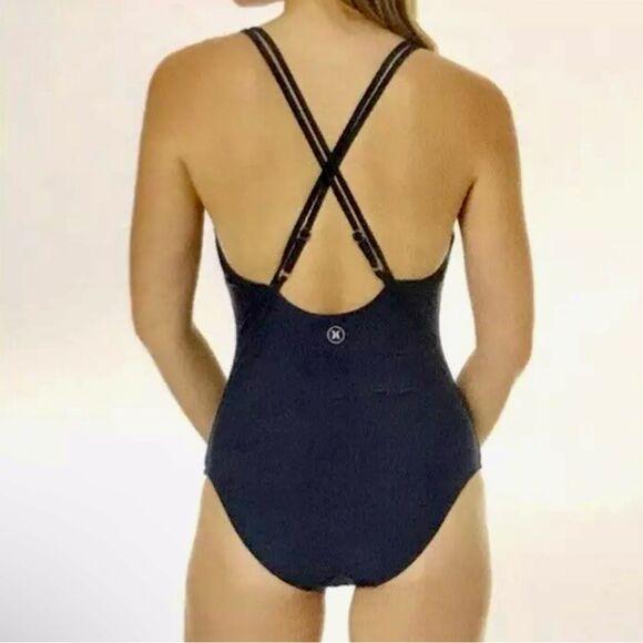 Hurley - One Piece Navy Blue Nylon Swimsuit Cross Back - size XL - Picture 3 of 10